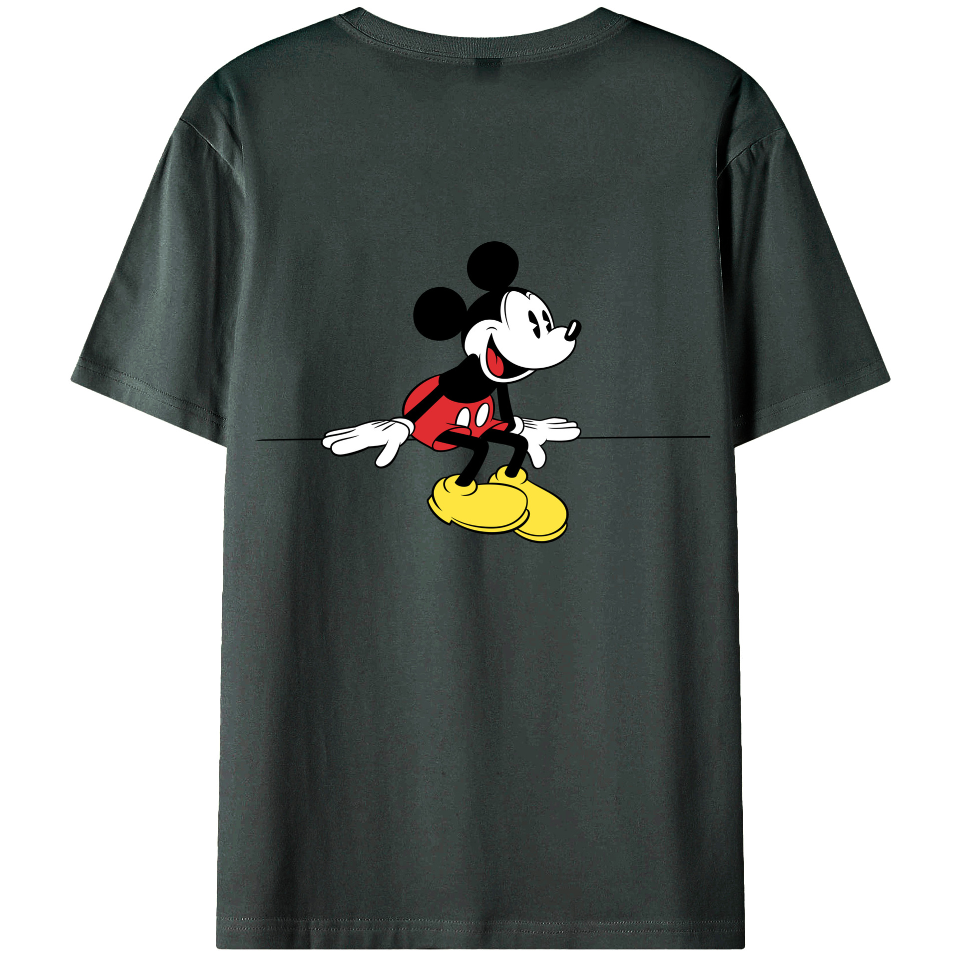 ミッキーマウス Mickey Mouse 綿100％ メンズ半袖Tシャツ（バックプリント） 通気性
